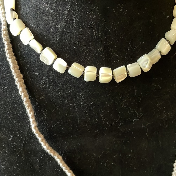 11. Free people shell, rope and faux mother of pearl long necklace NWT - Picture 8 of 12
